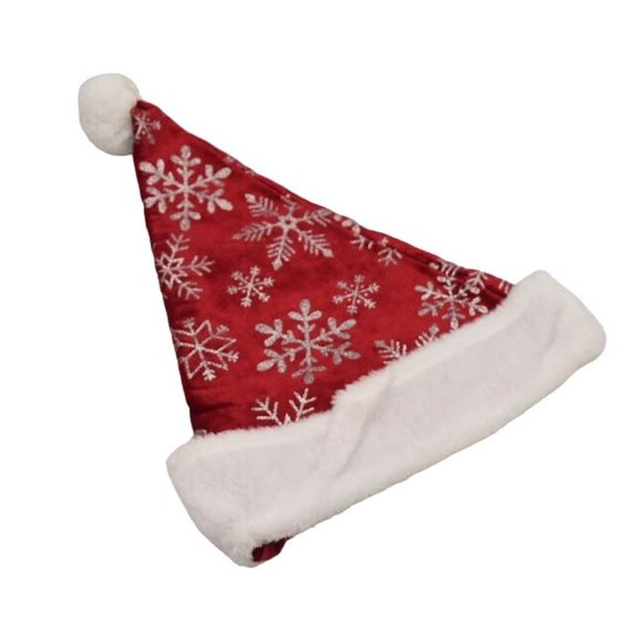 2 Merry Brite Christmas Stockings and 1 Santa Hat with Glitter Snowflakes New Lo - Picture 4 of 6